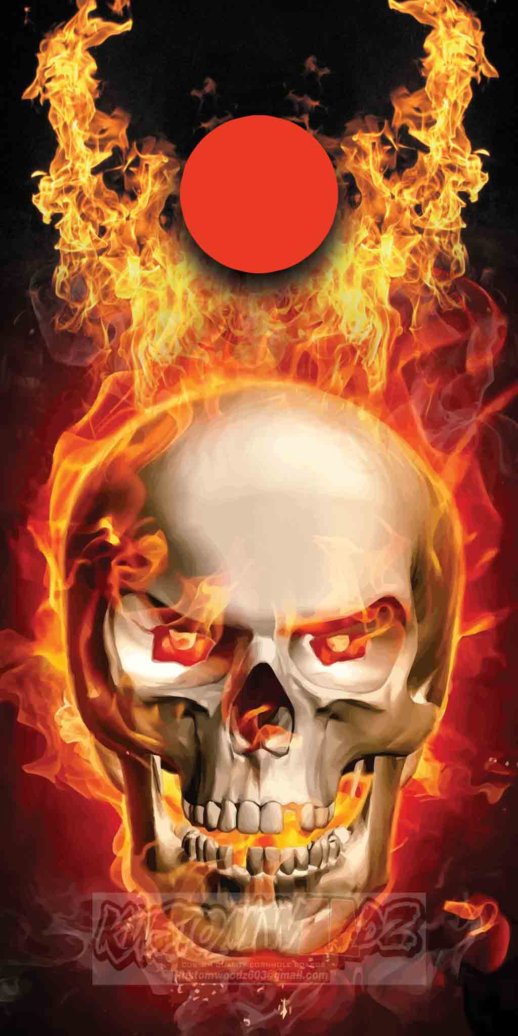 Cornhole Board Set - Skull Flames