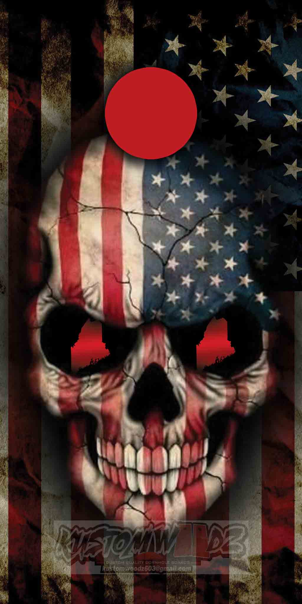 Cornhole Board Set - American Flag Skull ME Eyes