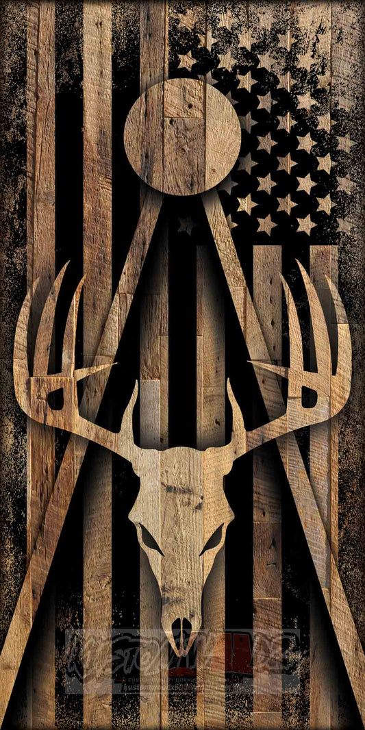 Cornhole Board Set - American Flag Woody Buck